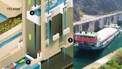 Video: 'Thang máy' trạm thủy điện nâng tàu 500 tấn lên độ cao gần 200m