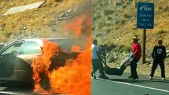 Video: Giải cứu 2 cụ già bị kẹt trong ôtô đang cháy ngùn ngụt sau va chạm