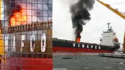 Video: Cháy container trong hầm tàu Morning Vinafco ở cảng Bến Nghé, TP.HCM