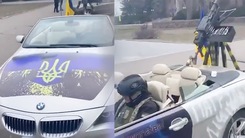 Video: Xe mui trần BMW được lính Ukraine chuyển thành bệ súng máy di động