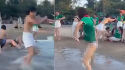 Video: Liên hệ nhóm du khách đến từ Phú Thọ để xác minh hình ảnh phụ nữ lột áo làm dụng cụ chơi trò tiếp nước