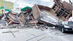 Video: Hiện trường tòa nhà đổ sập do động đất ở Đài Loan