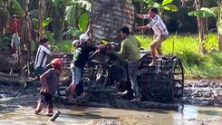 Lật máy cày ở Cà Mau, người cày ruộng thuê thiệt mạng