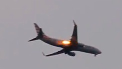 Video: Máy bay cháy động cơ giữa trời do đâm phải chim