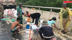 Tai nạn liên hoàn, hàng tấn nghêu đổ tràn ra đường vào hầm  Hải Vân