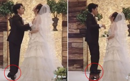 Cô dâu troll chú rể khi hôn nhau trong ngày cưới