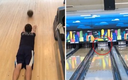 Chàng trai ném bowling chính xác kinh ngạc trong tư thế bơi ếch