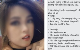 Mẹ bỉm sốc khi chồng cũ kiên quyết đòi 125 triệu và vàng cưới