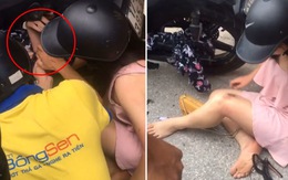 Cô gái té xe nặng vì váy chống nắng bị cuốn vào bánh xe máy