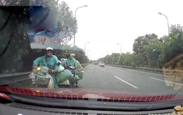 Tài xế ôtô cương quyết ép xe máy đi ngược chiều trên cao tốc quay đầu