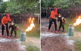 Chàng trai dập lửa bình ga phong cách 'nhát gan'