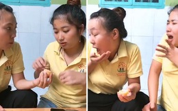 Cô gái ăn quả quất chua, cố tỏ ra bình thường để bạn sập bẫy