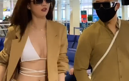 Ngọc Trinh mặc bikini, khoe vòng một nóng bỏng giữa sân bay