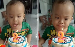 Cười xỉu bé trai thổi nến sinh nhật hoài không tắt