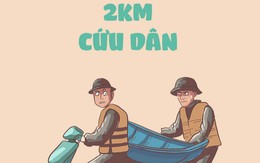 Chiến sĩ chạy bộ 2km chở thuyền vào vùng ngập đưa dân đi cấp cứu
