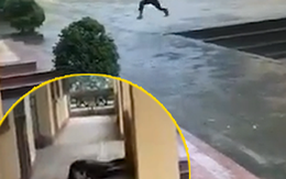 Chàng trai trượt chân ngã khi chạy ‘lăng ba vi bộ’ trốn mưa