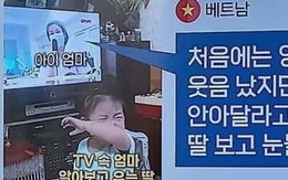 Clip con gái khóc khi thấy mẹ trên TV lên sóng truyền hình Hàn Quốc