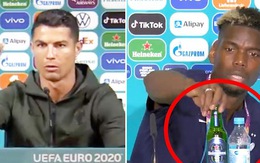 'Bắt chước' Ronaldo, Pogba đặt chai bia của nhà tài trợ xuống đất