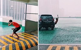 Thanh niên đi dép tông chạy trốn mưa gục ngã trước cửa ôtô