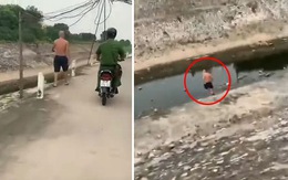Người đàn ông tập thể dục 'tốc biến' qua sông khi thấy công an