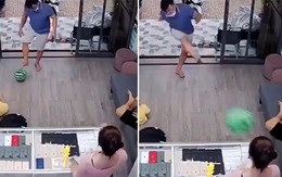 Chồng đá bóng trong nhà sút trúng đầu vợ
