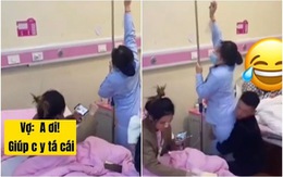 Vợ bỉm sữa 'quê một cục' khi chồng giúp y tá lấy chai nước biển