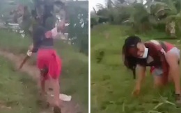 Cô gái ngã cắm đầu xuống rãnh nước vì lộn nhào