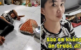 Vợ nằm chờ bên mâm cơm đợi chồng về ăn