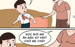 Em mặc áo sơ-mi đi học bơi