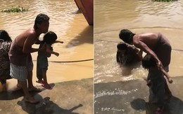 Vợ bị chồng huých mông ngã nhào xuống sông