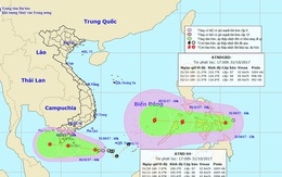 Hai áp thấp liên tiếp đang hướng về phía Nam Bộ