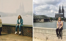 Nữ du khách quay lại châu Âu chụp ảnh đúng nơi từng đến 30 năm trước