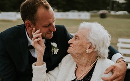 Chú rể gây chú ý với loạt ảnh tình cảm bên người bà 92 tuổi