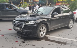 Audi leo dải phân cách đâm Mercedes và 2 xe máy trên phố Hà Nội