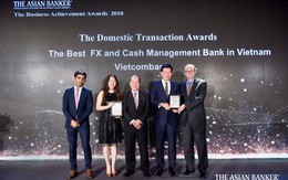 Vietcombank nhận giải dịch vụ ngoại hối và quản lý tiền mặt tốt nhất VN