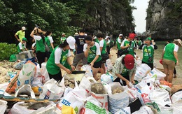 Thu gom gần 1 tấn rác tại 200m bờ biển vịnh Hạ Long