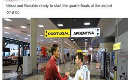 Messi và Ronaldo 'hẹn' nhau tại sân bay sau khi bị loại