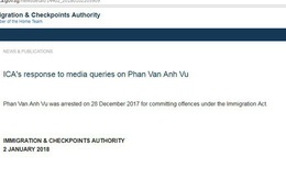 Một người tên Phan Van Anh Vu bị bắt tại Singapore