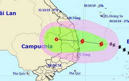 Bão số 5 mạnh lên, khả năng đổ bộ Quảng Ngãi - Khánh Hòa tối nay 30-10