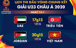 Lịch trực tiếp Giải U23 châu Á 2020: U23 Việt Nam gặp Jordan