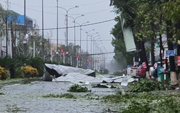 Bão vô Quảng Ngãi: Cổng chào bằng thép, cây xanh ngã đổ