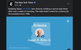 New York Times, CNN: ông Biden giành 11 phiếu đại cử tri ở Arizona