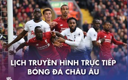 Lịch trực tiếp bóng đá châu Âu: Đại chiến Liverpool - Tottenham