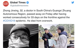 Chống COVID-19 suốt 33 ngày liền, bác sĩ Trung Quốc qua đời ở tuổi 32