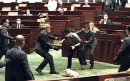Nghị sĩ Hong Kong ném rau củ thối khi tranh luận về dự luật quốc ca Trung Quốc