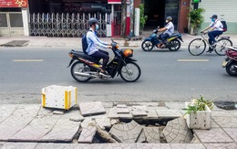 TP.HCM: xuất hiện hố lún trên vỉa hè đường Hoàng Hoa Thám