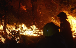Video: 5 giờ quân dân vật lộn xuyên đêm với biển lửa dập tắt cháy rừng