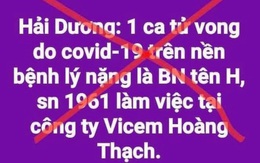 Hải Dương bác tin bệnh nhân mắc COVID-19 tử vong