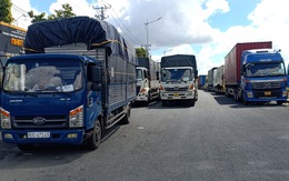 Hàng chục xe chở hàng thiết yếu bị kẹt tại chốt do quy định phải 'xuống hàng sang xe'