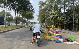 Xử lý nhiều lần nhưng nhiều người vẫn lén bày bán rau củ trên đại lộ Nguyễn Văn Linh